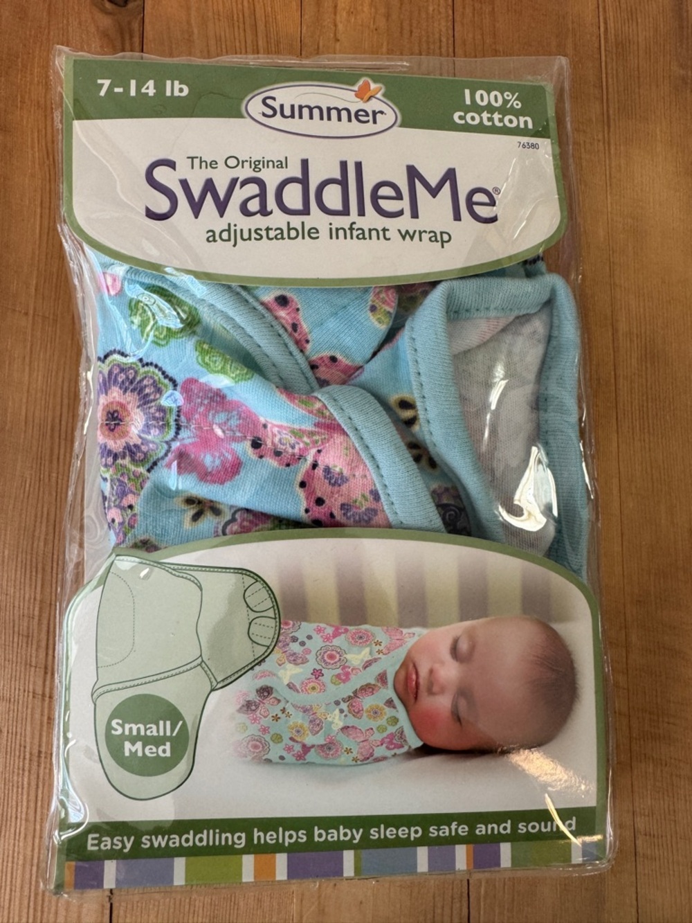 Summer SwaddleMe Infant Wrap Packaging in Blue and White
